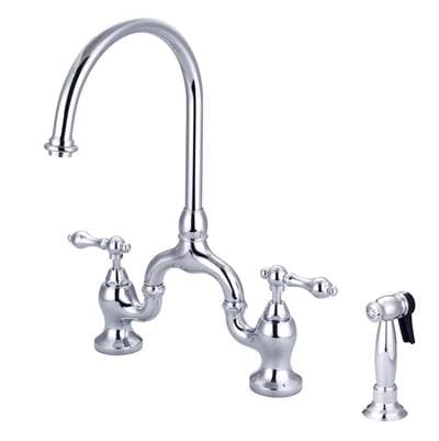 Barclay Banner Kitchen Bridge Faucet W Sidespray & Metal Lver Han, CP - Polished Chrome by Barclay