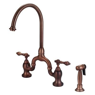 Banner Kitchen Bridge Faucet w Sidespray & Metal Lver Han,ORB