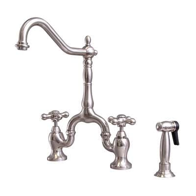 Barclay Carlton Kitchen Bridge Faucet Sidespray & Metal Cross Hdl,bn - Brushed Nickel by Barclay