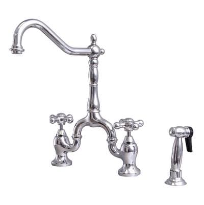 Barclay Carlton Kitchen Bridge Faucet Sidespray & Metal Cross Hdl,cp - Polished Chrome