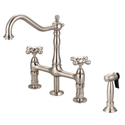 Barclay Emral Kitchen Bridge Faucet Sidespray & Metal Cross Hdl,bn - Brushed Nickel by Barclay