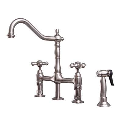 Barclay Emral Kitchen Bridge Faucet Sidespray & Metal Cross Hdl,bn - Brushed Nickel by Barclay