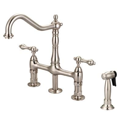 Barclay Emral Kitchen Bridge Faucet Sidespray & Metal Lever Hdl,bn - Brushed Nickel by Barclay