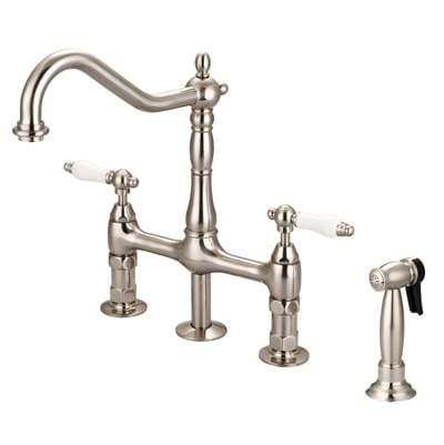 Barclay Emral Kitchen Bridge Faucet Sidespray & Porce Lever Han,bn - Brushed Nickel by Barclay