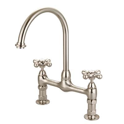 Barclay Harding Kitchen Bridge Faucet Metal Cross Handles,bn - Brushed Nickel by Barclay