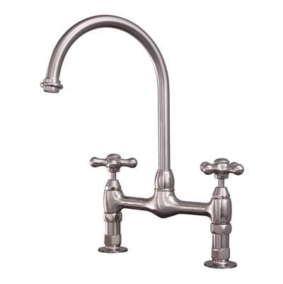 Barclay Harding Kitchen Bridge Faucet Metal Cross Handles,bn - Brushed Nickel by Barclay