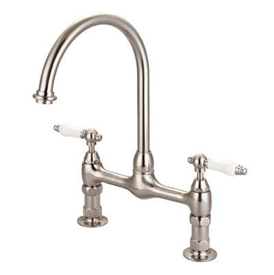 Barclay Harding Kitchen Bridge Faucet Porcelain Lever Han,bn - Brushed Nickel by Barclay