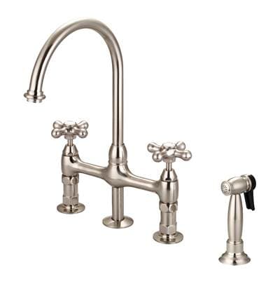 Barclay Harding Kitchen Bridge Faucet Sidespray & Metal Cross Hdl,bn - Brushed Nickel by Barclay