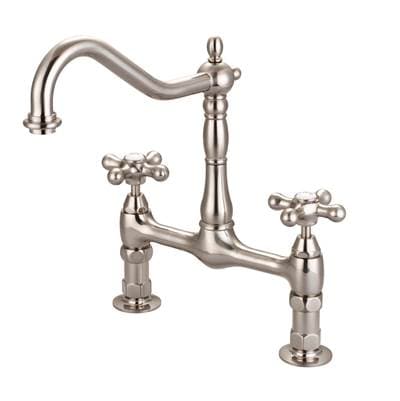 Barclay Guthrie Kitchen Bridge Faucet Metal Cross Handles, BN - Brushed Nickel by Barclay