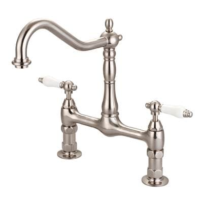 Barclay Guthrie Kitchen Bridge Faucet Porcelain Lever Handle,bn - Brushed Nickel by Barclay