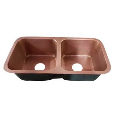 Barclay Severn 35'' Copper Dbl Bowl Undermount Kitchen Sink, AC - Antique Copper