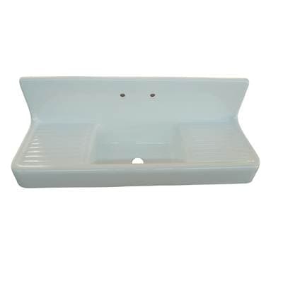 Barclay Alma 60'' Cast Iron Kitchen Sink, 8'' Widespread - White by Barclay