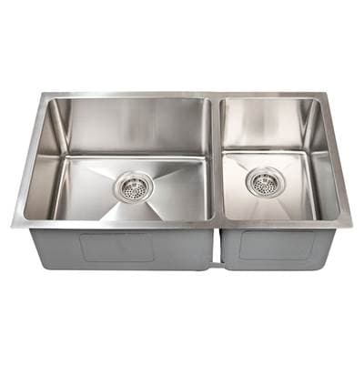 Barclay Guilio 32'' SS 60/40 Offset Dbl Bowl Undermount Sink - Stainless Steel by Barclay