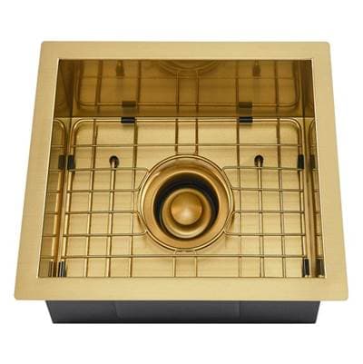 Barclay Sabrina 15'' GOLD SS Prep Sink W/gold Wiregrid & Strainer - Gold by Barclay