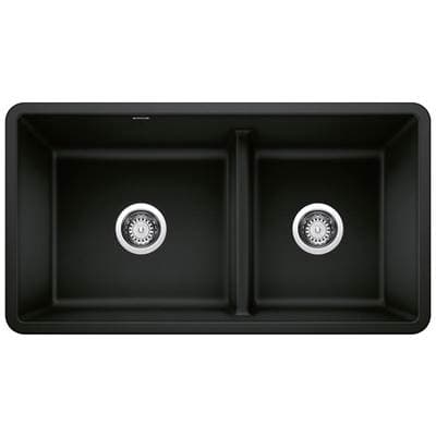 Blanco Precis Silgranit 33'' 60/40 Reversible Double Bowl Undermount Kitchen Sink with Low Divide...