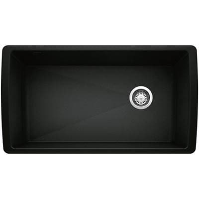 Blanco Diamond Silgranit 33'' Super Single Undermount Kitchen Sink - Coal Black by Blanco