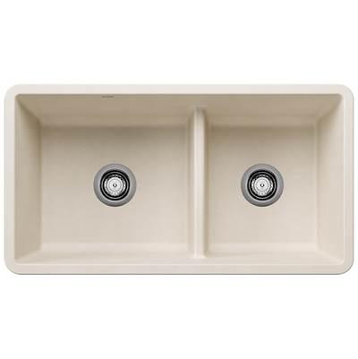 Precis SILGRANIT 33'' 60/40 Reversible Double Bowl Undermount Kitchen Sink with Low Divide - Soft White by Blanco