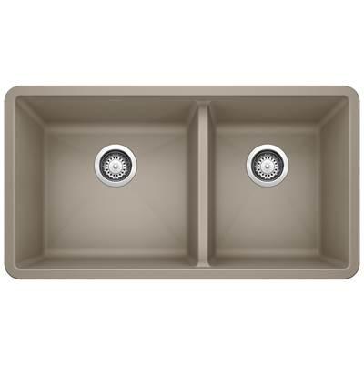 Precis SILGRANIT 33'' 60/40 Double Bowl Undermount Kitchen Sink - Truffle