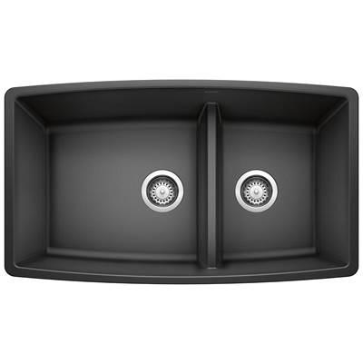 Performa SILGRANIT 33'' 60/40 Double Bowl Undermount Kitchen Sink with Low Divide - Anthracite