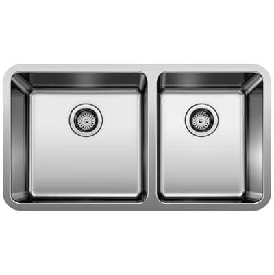 Blanco Formera 33'' 60/40 Double Bowl Undermount Stainless Steel Kitchen Sink - Satin Polish by Blanco