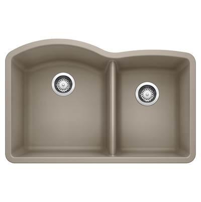 Diamond SILGRANIT 32'' 60/40 Double Bowl Undermount Kitchen Sink - Truffle