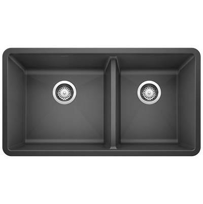 Precis SILGRANIT 33'' 60/40 Double Bowl Undermount Kitchen Sink - Anthracite