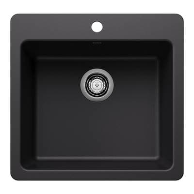 Blanco Liven Silgranit 21'' Single Bowl Dual Mount Kitchen Sink - Coal Black