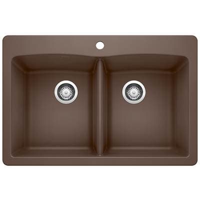 Blanco Diamond Silgranit 33'' 50/50 Double Bowl Dual Mount Kitchen Sink - Cafe