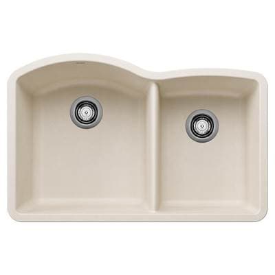 Blanco Diamond Silgranit 32'' 60/40 Double Bowl Undermount Kitchen Sink - Soft White by Blanco