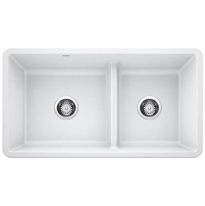 Precis SILGRANIT 33'' 60/40 Reversible Double Bowl Undermount Kitchen Sink with Low Divide - White by Blanco