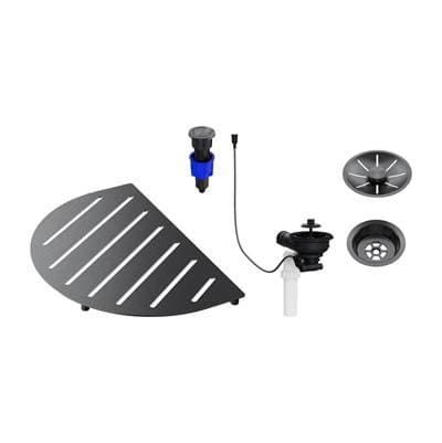 Blanco Oovalon Drain and Accessory Bundle - Satin Dark Steel by Blanco