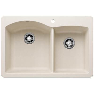 Blanco Diamond Silgranit 33'' 60/40 Double Bowl Dual Mount Kitchen Sink - Soft White by Blanco