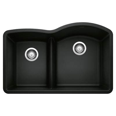 Blanco Diamond Silgranit 32'' 40/60 Reverse Double Bowl Undermount Kitchen Sink with Low Divide -...