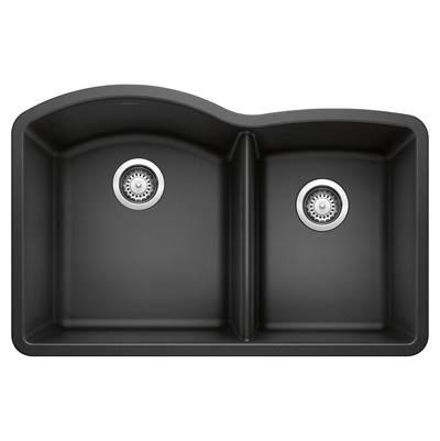 Diamond SILGRANIT 32'' 60/40 Double Bowl Undermount Kitchen Sink - Anthracite
