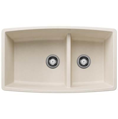 Performa SILGRANIT 33'' 60/40 Double Bowl Undermount Kitchen Sink with Low Divide - Soft White