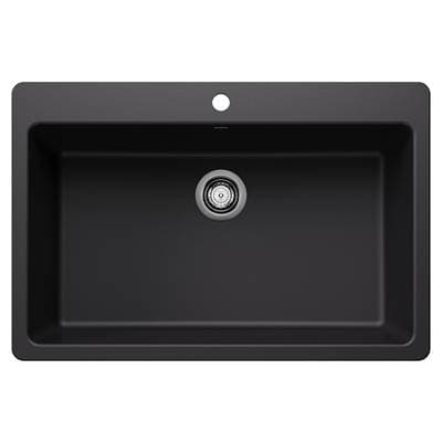 Blanco Liven Silgranit 33'' Super Single Dual Mount Kitchen Sink - Coal Black