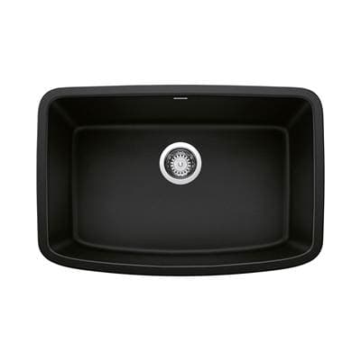 Blanco Valea Silgranit 27'' Single Bowl Undermount Kitchen Sink - Coal Black