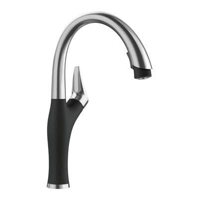Artona Pull-Down Dual-Spray Kitchen Faucet - PVD Steel/Coal Black