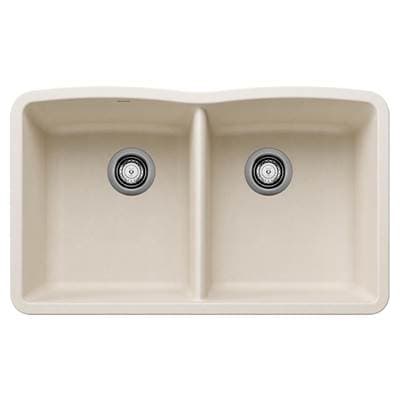 Blanco Diamond Silgranit 32'' 50/50 Double Bowl Undermount Kitchen Sink - Soft White by Blanco