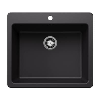 Blanco Liven Silgranit 25'' Single Bowl Dual Mount Kitchen Sink - Coal Black by Blanco