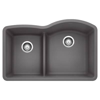 Diamond SILGRANIT 32'' 40/60 Reverse Double Bowl Undermount Kitchen Sink with Low Divide - Cinder