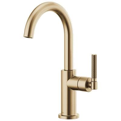 Brizo Litze Bar Faucet with Arc Spout and Knurled Handle Kit - Luxe Gold