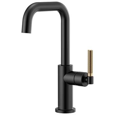 Brizo Litze Bar Faucet with Square Spout and Knurled Handle Kit - Matte Black with Luxe Gold by Brizo