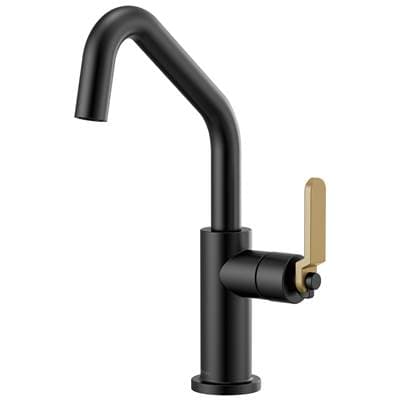 Brizo Litze Bar Faucet with Angled Spout and Industrial Handle Kit - Matte Black with Luxe Gold by Brizo