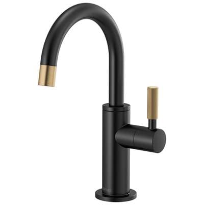 Brizo Litze Beverage Faucet with Arc Spout and Knurled Handle - Matte Black with Luxe Gold by Brizo