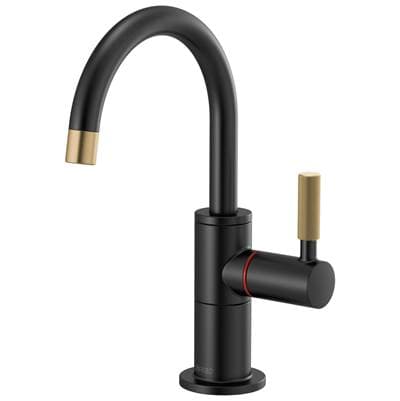 Brizo Litze Instant Hot Faucet with Arc Spout and Knurled Handle - Matte Black with Luxe Gold by Brizo