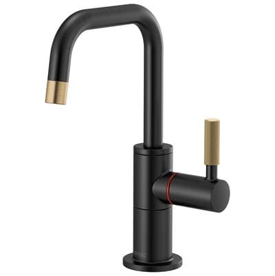 Brizo Litze Instant Hot Faucet with Square Spout and Knurled Handle - Matte Black with Luxe Gold by Brizo