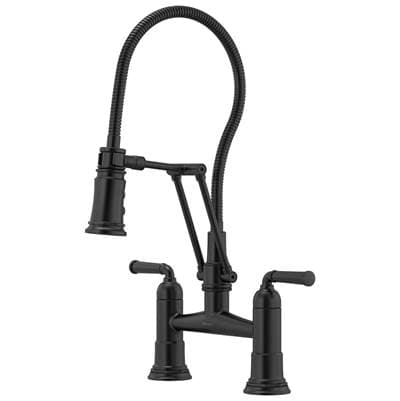 Brizo Rook Articulating Bridge Faucet with Finished Hose - Matte Black