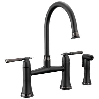 Brizo the Tulhame Kitchen Collection By Brizo Bridge Kitchen Faucet with Side Spray - Matte Black...
