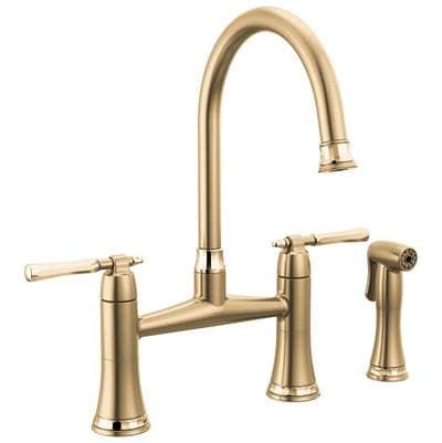 Brizo the Tulhame Kitchen Collection By Brizo Bridge Kitchen Faucet with Side Spray - Luxe Gold...